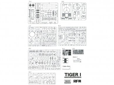 Rye Field Model - German Tiger I Early Production Wittmann's Tiger No. 504 su pilnu interjeru ir skaidriomis dalimis, "veikiantys" vikšrai, 1/35, RFM-5025 18