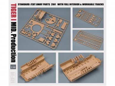 Rye Field Model - Pz.Kpfw. VI Ausf. E Tiger I Mid. Production Standard/Cut Away Parts 2in1 with full interior & workable tracks, 1/35, RFM-5100 2