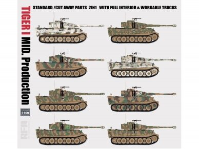 Rye Field Model - Pz.Kpfw. VI Ausf. E Tiger I Mid. Production Standard/Cut Away Parts 2in1 with full interior & workable tracks, 1/35, RFM-5100 3