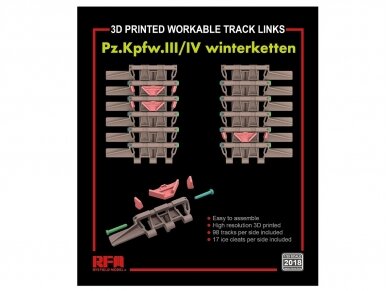 Rye Field Model - Workable track links for Pz.III/IV winterketten (3D Printed), 1/35, RM-2018