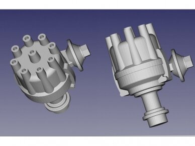 SCALE PRODUCTION - V8 Distributor With Ignition Wire (žvaklaidis su v8 paskirstytoju) 1vnt. mėlynas, 24208BL