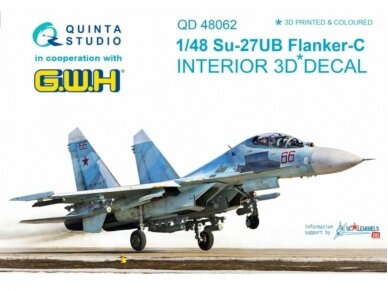 QUINTA STUDIO - 1/48 Su-27UB 3D-Printed & coloured Interior on decal paper (for GWH kit) (decals), 1/48, 48062