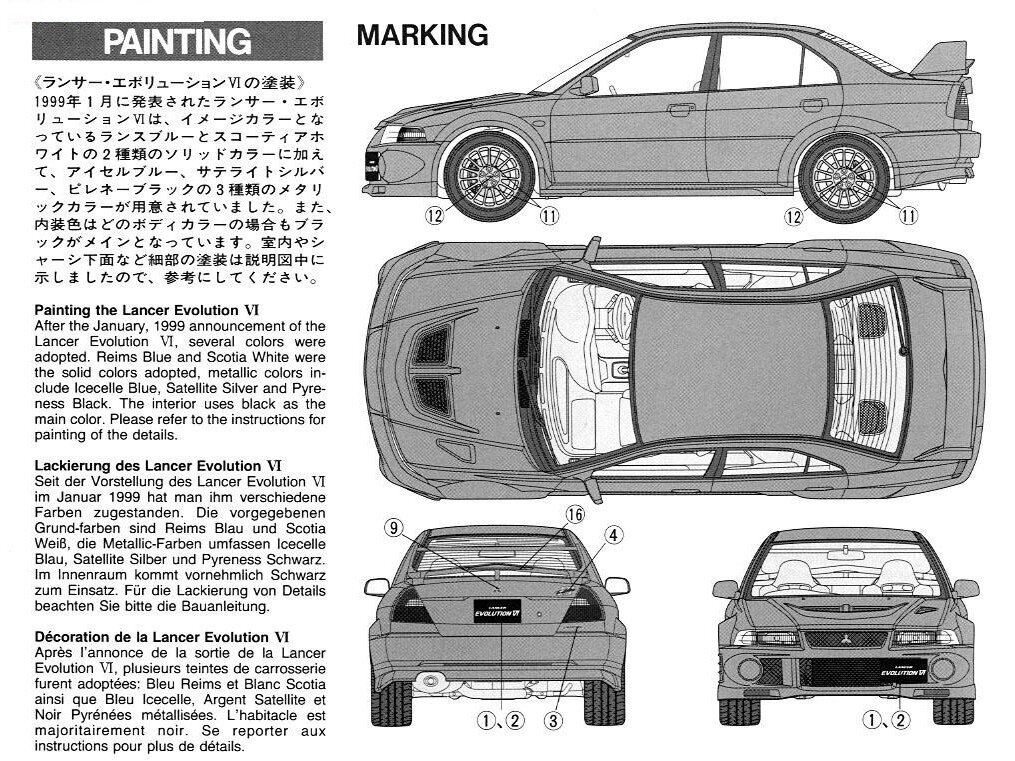 Tamiya - Mitsubishi Lancer Evolution VI, 1/24, 24213 6 Tamiya - Mitsubishi Lancer Evolution VI, 1/24, 24213 6