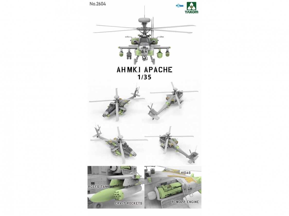 Takom - AH Mk. 1 Apache Attack Helicopter, 1/35, 2604 1 Takom - AH Mk. 1 Apache Attack Helicopter, 1/35, 2604 1