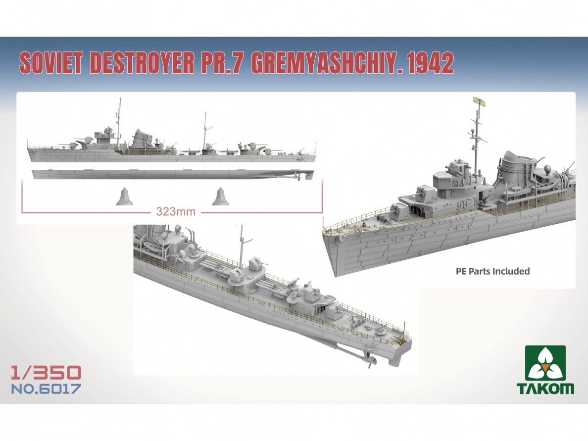 Takom - Soviet Destroyer PR.7 Gremyashchiy 1942, 1/350, 6017 2 Takom - Soviet Destroyer PR.7 Gremyashchiy 1942, 1/350, 6017 2