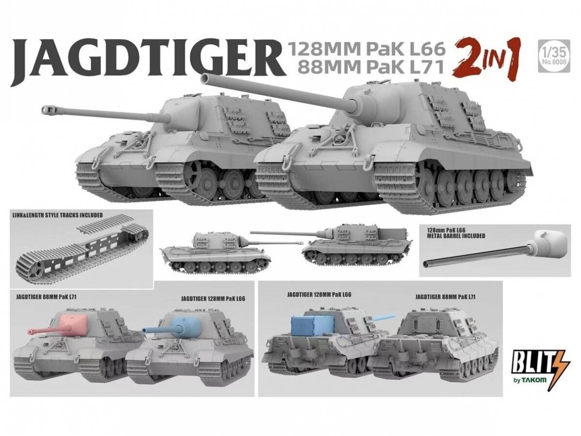 Takom - Jagdtiger 128 mm Pak L66 & 88mm Pak L71 2 in 1, 1/35, 8008 1 Takom - Jagdtiger 128 mm Pak L66 & 88mm Pak L71 2 in 1, 1/35, 8008 1