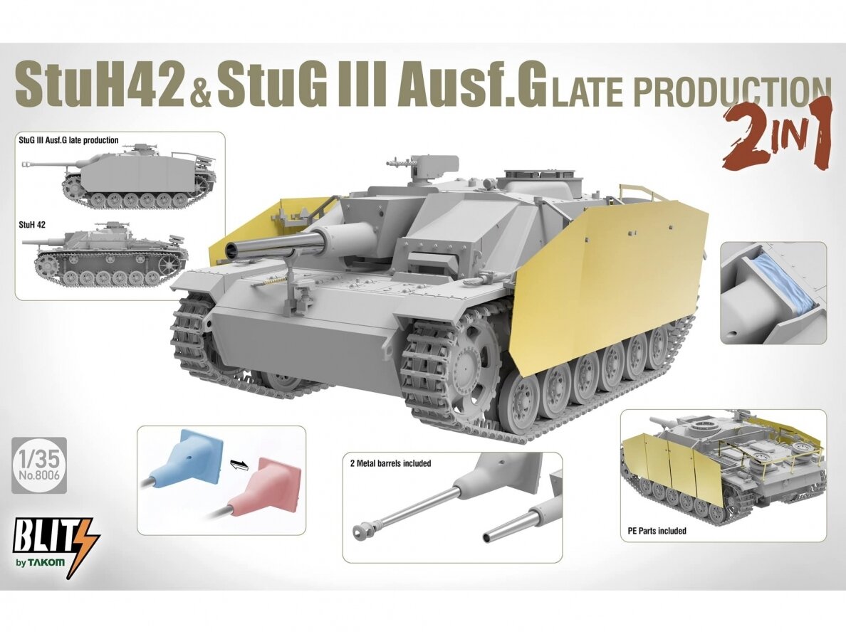 Takom - StuH 42 & StuG III Ausf. G Late Production 2 in 1, 1/35, 8006 1 Takom - StuH 42 & StuG III Ausf. G Late Production 2 in 1, 1/35, 8006 1