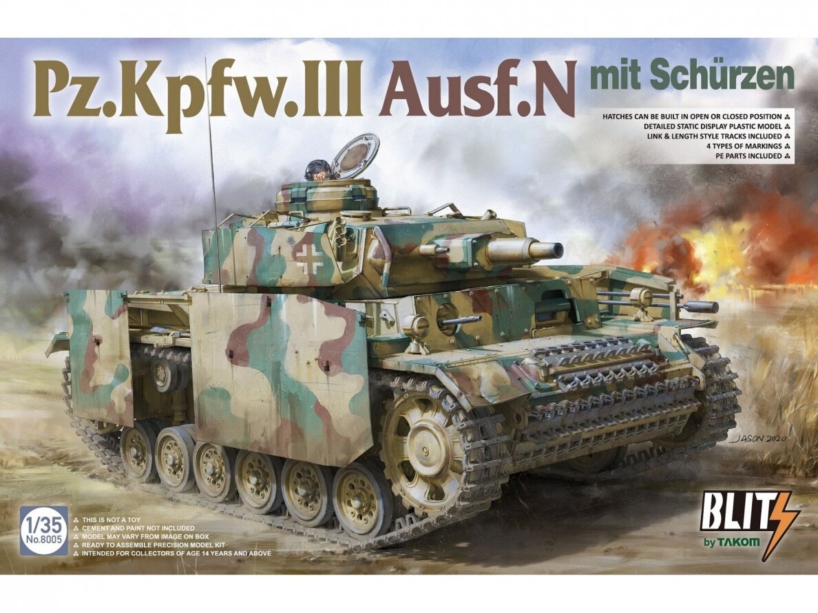 Takom - Pz.Kpfw.III Ausf.N mit schürzen, 1/35, 8005 Takom - Pz.Kpfw.III Ausf.N mit schürzen, 1/35, 8005