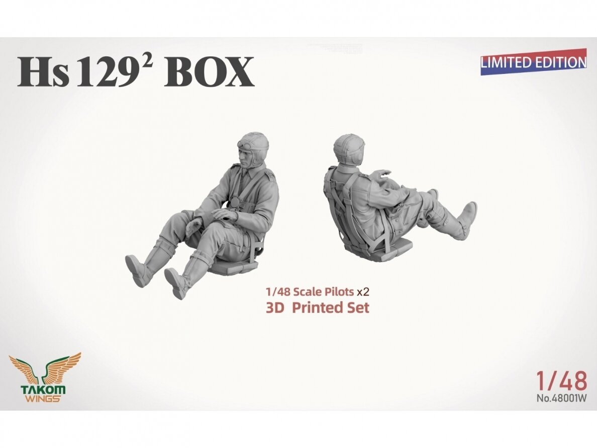 Takom - Hs129² Box (Hs 129 B2 + Hs 129 B3 + 3d Printed Set Figures x2 + Panther A), 1/48, 48001W 1