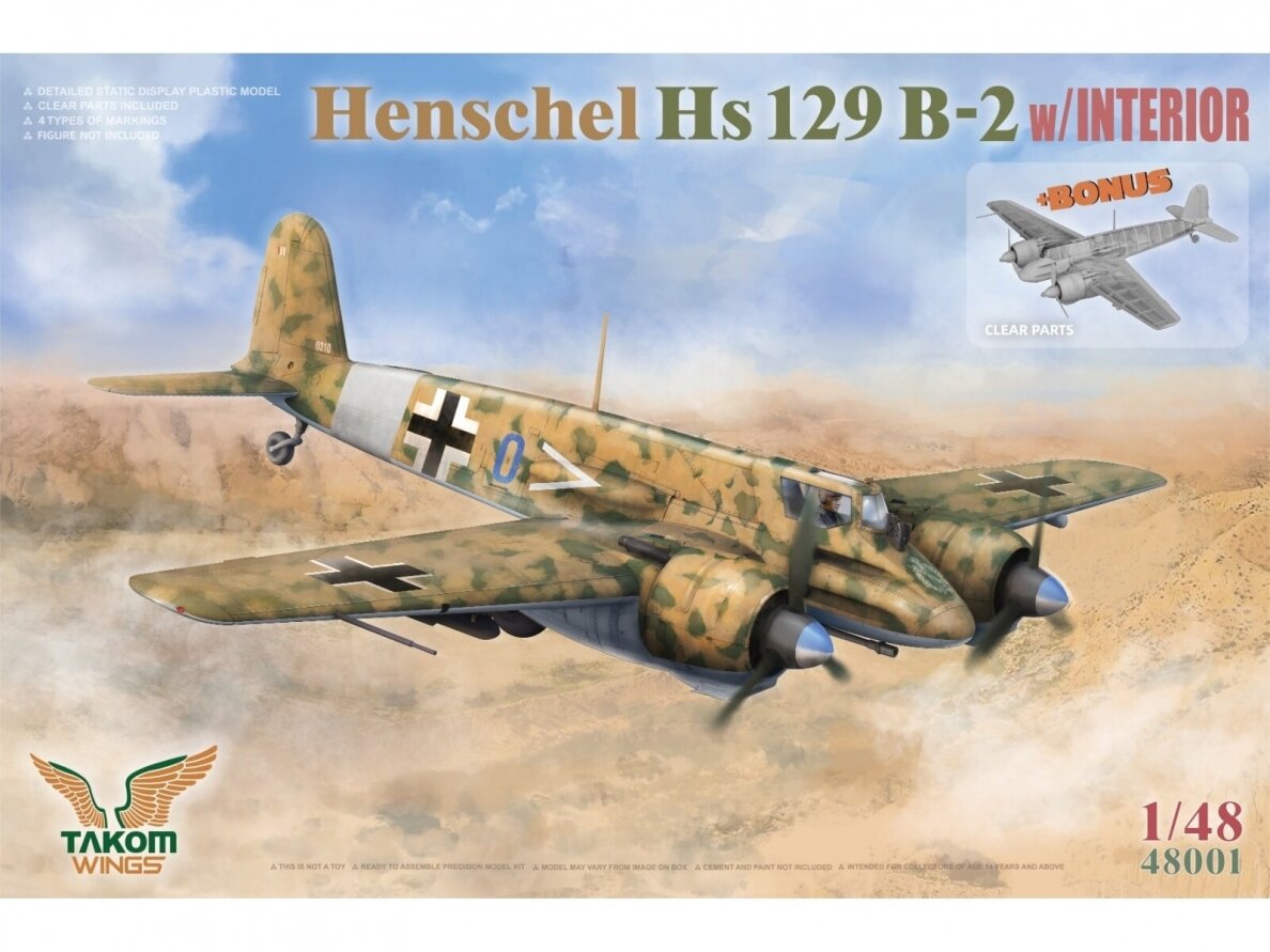 Takom - Henschel Hs129 B-2 w/interior, 1/48, 48001 Takom - Henschel Hs129 B-2 w/interior, 1/48, 48001