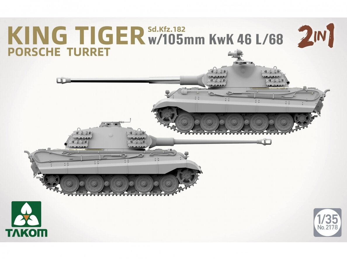 Takom - Sd.Kfz.182 King Tiger Porsche turret w/105m KwK 46 L/68 2 in 1, 1/35, 2178 1 Takom - Sd.Kfz.182 King Tiger Porsche turret w/105m KwK 46 L/68 2 in 1, 1/35, 2178 1