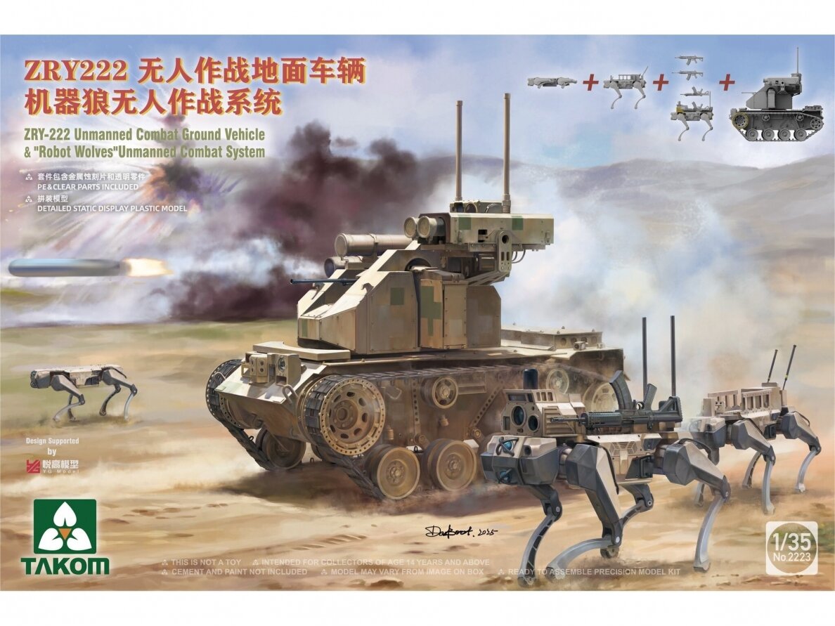 Takom - ZRY-222 Unmanned Combat Ground Vehicle with Robot Wolves, 1/35, 2223 Takom - ZRY-222 Unmanned Combat Ground Vehicle with Robot Wolves, 1/35, 2223