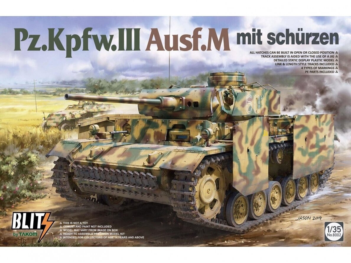 Takom - Pz.Kpfw.III Ausf.M mit schürzen, 1/35, 8002 Takom - Pz.Kpfw.III Ausf.M mit schürzen, 1/35, 8002