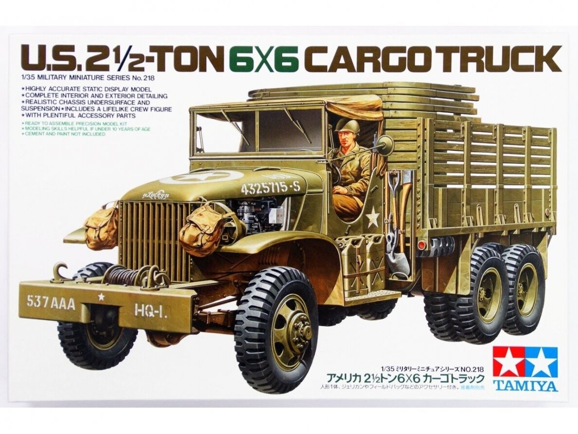 Tamiya - U.S. 2.5 Ton 6X6 Cargo Truck, 1/35, 35218 Tamiya - U.S. 2.5 Ton 6X6 Cargo Truck, 1/35, 35218
