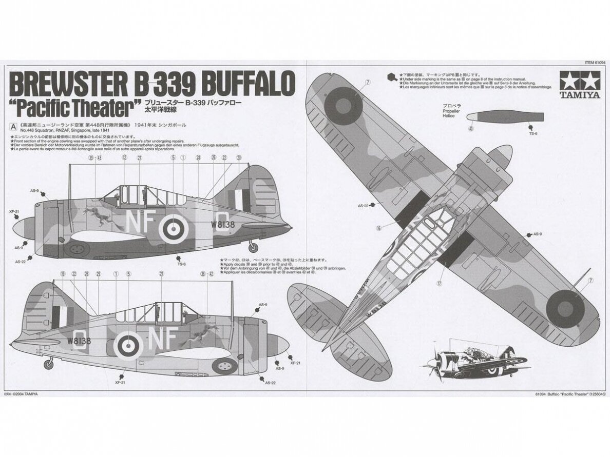 Tamiya - Brewster B-339 Buffalo "Pacific Theater", 1/48, 61094 6 Tamiya - Brewster B-339 Buffalo "Pacific Theater", 1/48, 61094 6