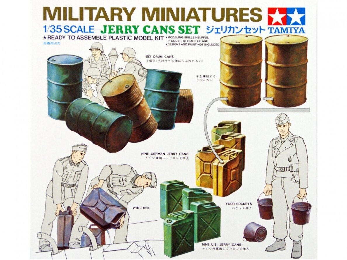 Tamiya - Military Miniatures Jerry Can Set, 1/35, 35026 Tamiya - Military Miniatures Jerry Can Set, 1/35, 35026