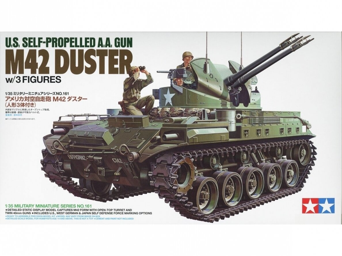 Tamiya - U.S. Self-propelled A.A. Gun M42 Duster w/3 Figures, 1/35, 35161 Tamiya - U.S. Self-propelled A.A. Gun M42 Duster w/3 Figures, 1/35, 35161