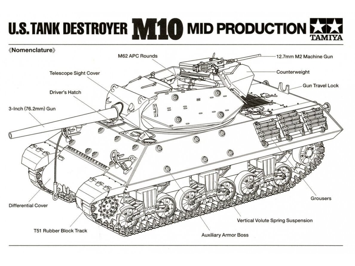 Tamiya - U.S. Tank Destroyer M10 Mid Production, 1/35, 35350 7 Tamiya - U.S. Tank Destroyer M10 Mid Production, 1/35, 35350 7