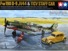 Tamiya - Focke-Wulf Fw190 D-9 JV44 & Citroen 11CV Staff Car Set, 1/48, 25213