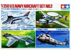 Tamiya - U.S. Navy Aircraft Set No.2 Includes 4 F-4S Phantom II, 2 EA-6B Prowler, 2 E-2C Hawkeye & 2 SH-3H Sea King., 1/350, 78009