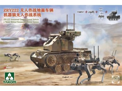 Takom - ZRY-222 Unmanned Combat Ground Vehicle with Robot Wolves, 1/35, 2223 Takom - ZRY-222 Unmanned Combat Ground Vehicle with Robot Wolves, 1/35, 2223