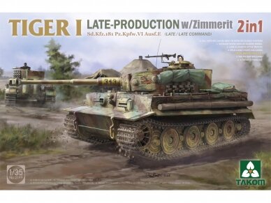 Takom - Tiger I Late Production w/zimmerit Sd.Kfz. 181 Pz.Kpfw. VI Ausf. E (Late/Late Command), 1/35, 2199