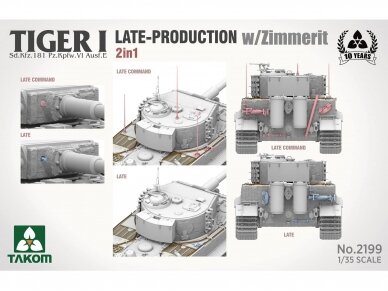 Takom - Tiger I Late Production w/zimmerit Sd.Kfz. 181 Pz.Kpfw. VI Ausf. E (Late/Late Command), 1/35, 2199 3
