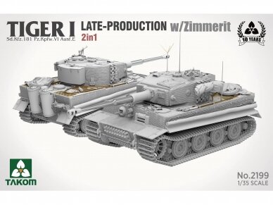 Takom - Tiger I Late Production w/zimmerit Sd.Kfz. 181 Pz.Kpfw. VI Ausf. E (Late/Late Command), 1/35, 2199 1