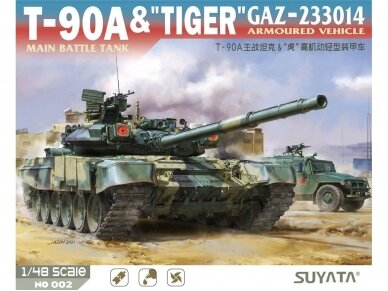 Suyata - T-90A Main Battle Tank & "Tiger" Gaz-233014 Armoured Vehicle 2 in 1 set, 1/48, NO002