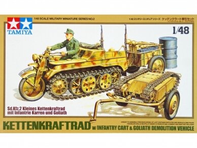 Tamiya - German Kettenkraftrad w/Infantry Cart & Goliath Demolition Vehicle, 1/48, 32502 Tamiya - German Kettenkraftrad w/Infantry Cart & Goliath Demolition Vehicle, 1/48, 32502