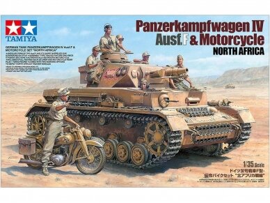 Tamiya - Panzerkampfwagen IV Ausf F. & Motorcycle North Africa, 1/35, 25208
