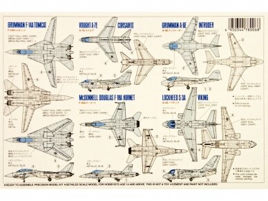 Tamiya - U.S. Navy Aircraft Set No. 1 2 F-14 Tomcat, 2 F-18A Hornet, 2 S-3A Viking, 2 A-6E Intruder, 2 A-7E Corsair II, 1/350, 78006 1