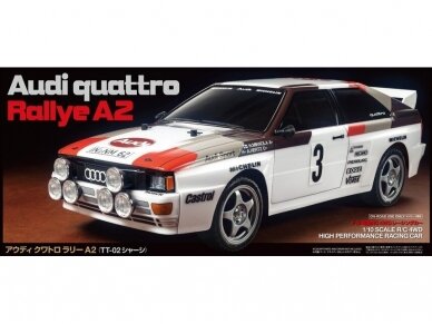 Tamiya - Ar radio vadāms (RC) Audi Quattro Rally A2 (TT-02), 1/10, 58667