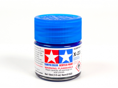 Tamiya - X-23 Clear blue akriliniai dažai, 10ml 1 Tamiya - X-23 Clear blue akriliniai dažai, 10ml 1