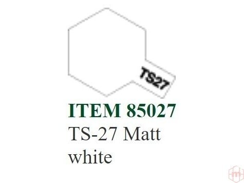 Tamiya - Purškiami dažai TS-27 Matt white, 100ml Tamiya - Purškiami dažai TS-27 Matt white, 100ml