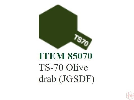 Tamiya - Purškiami dažai TS-70 Olive drab (JGSDF), 100ml Tamiya - Purškiami dažai TS-70 Olive drab (JGSDF), 100ml