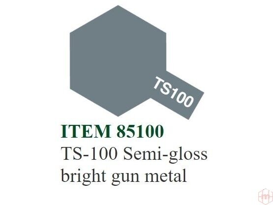 Tamiya - TS-100 Semi-gloss bright gun metal, 100ml Tamiya - TS-100 Semi-gloss bright gun metal, 100ml