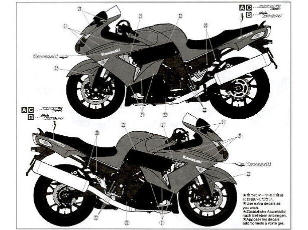 Tamiya - Kawasaki ZZR 1400, 1/12, 14111 6 Tamiya - Kawasaki ZZR 1400, 1/12, 14111 6