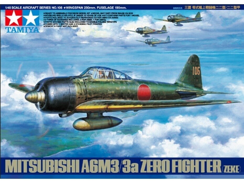 Tamiya - Mitsubishi A6M3/3a Zero Fighter, 1/48, 61108 Tamiya - Mitsubishi A6M3/3a Zero Fighter, 1/48, 61108
