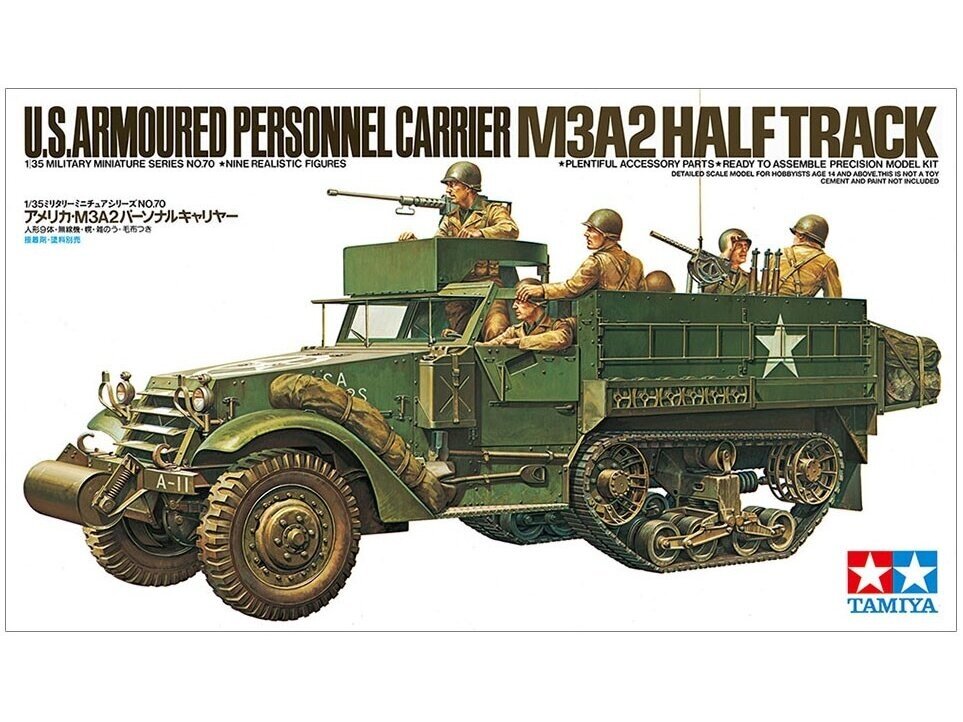 Tamiya - US Armored Personnel Carrier M3A2 Halftrack with 9 US Soldiers, 1/35, 35070