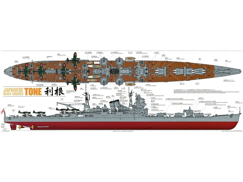 Tamiya - IJN Heavy Cruiser TONE, 1/350, 78024 8