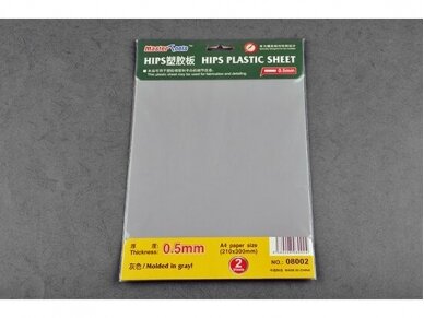 Trumpeter - 0.5mm HIPS PLASTIC PLATE A4 SIZE (210mm*300mm*2PCS), 08002