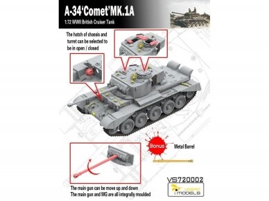VESPID MODELS - A-34 Comet MK.1A British Cruiser Tank, 1/72, 720002 1