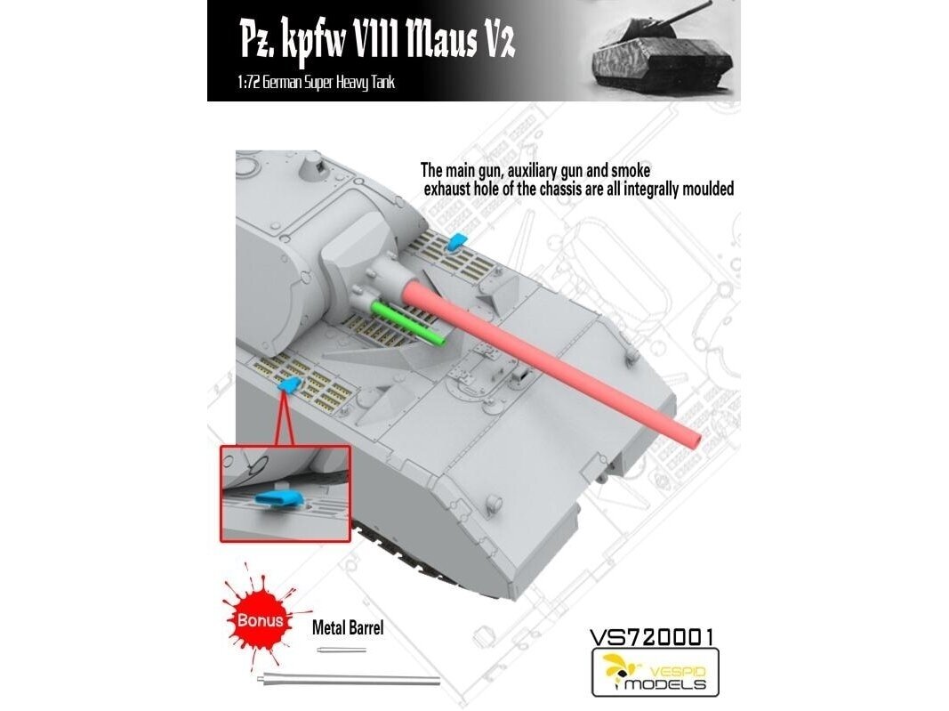 VESPID MODELS - Pz.Kpfw. VIII Maus V2 German Super Heavy Tank, 1/72, 720001 2 VESPID MODELS - Pz.Kpfw. VIII Maus V2 German Super Heavy Tank, 1/72, 720001 2