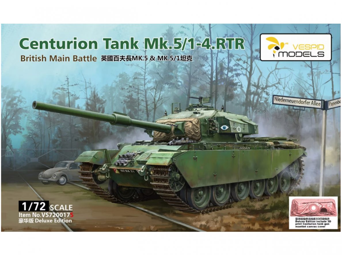 VESPID MODELS - Centurion Mk.5/1 - 4. RTR British Main Battle Tank / Deluxe Edition, 1/72, 720017S VESPID MODELS - Centurion Mk.5/1 - 4. RTR British Main Battle Tank / Deluxe Edition, 1/72, 720017S