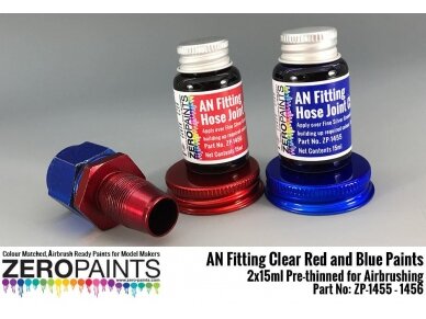 Zero Paints - AN Fitting (Hose Joints/Ends) Clear Red and Blue Paints 2x15ml, ZP-1455